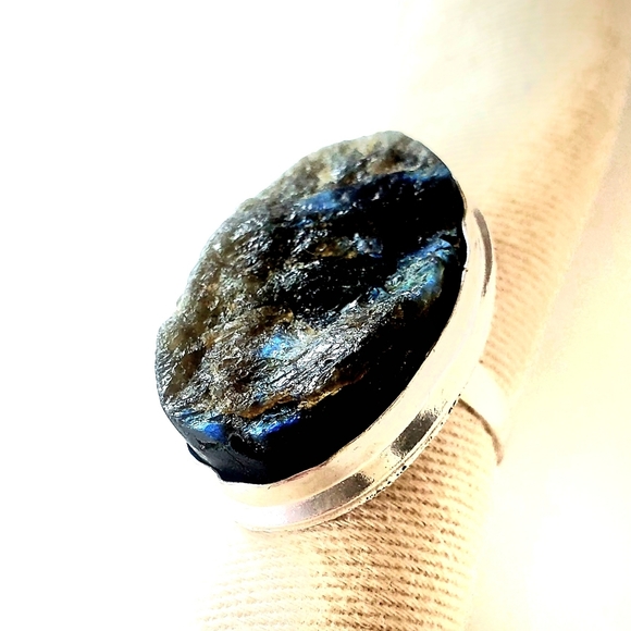 Hand Crafted Natural Labradorite 925 Sterling Silver Ring, Size 8.5, NWT - Picture 7 of 15